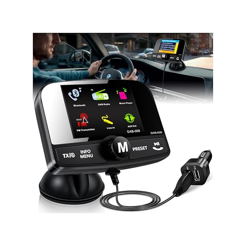 LanBlu DAB Adapter für Autoradio, DAB Adapter Stereoanlage 6.1cm Buntes Display, FM Transmitter DAB+ für Autoradio mit Bluetooth Freisprecheinrichtung, DAB+ Adapte Empfänger Musikplayer+Aux In/Out LanBlu DAB Adapter für Autoradio, DAB Adapter Stereoanlage 6.1cm Buntes Display, FM Transmitter DAB+ für Autoradio mit Bluetooth Freisprecheinrichtung, DAB+ Adapte Empfänger Musikplayer+Aux In/Out