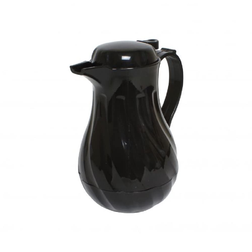 TrueCraftware- 64 oz/ 1.9 L Swirl Double Wall Insulated Beverage Server Black Color- Thermal Coffee Carafe Server Pitcher Beverage Dispenser Coffee Water Tea Carafe for Keeping Hot Beverage