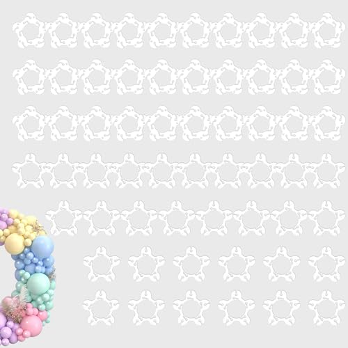 60Pcs Balloon Arch Clips, Reusable Flower Shaped Balloons Connectors Clip Holders, Plastic Decorating Clips Balloon Rings for Arch, Birthday Wedding Baby Shower Party Decor Accessories (Clear White)