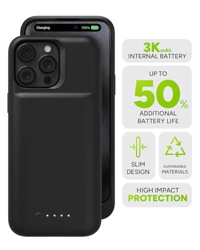 Image of Mophie Juice Pack iPhone 15 Pro Max Battery Case - Legendary Power & Protection - Up to 50% Extra Battery, 6ft Drop Safety, Eco-Friendly Design, Black