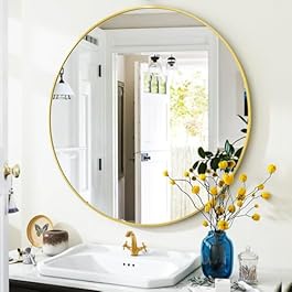 Gold Round Bathroom Mirror,...