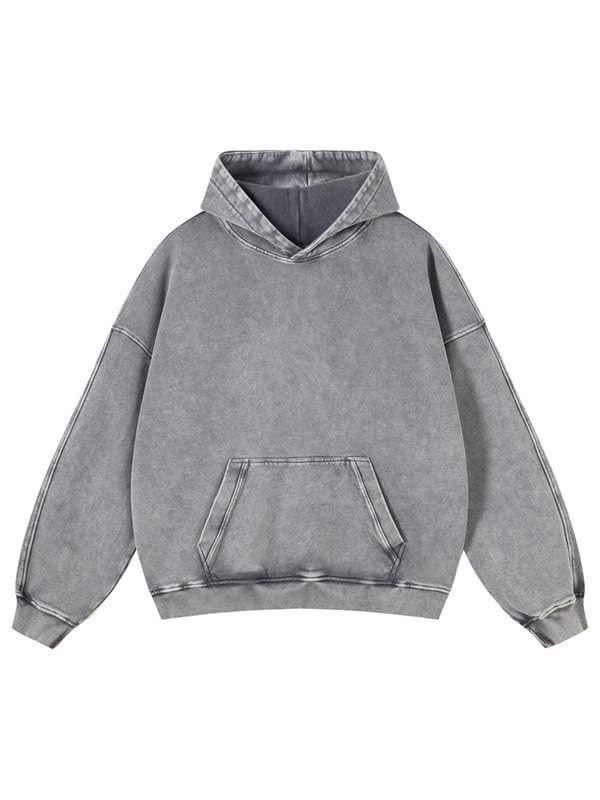 Womens Oversized Hoodie Pullover Mens Acid Wash Cotton Sweatshirt