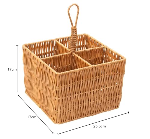 Mimo Style Cesto Porta Talher e Organizador, Possui 4 Compartimentos Produzidos em Fibra Natural, Fu
