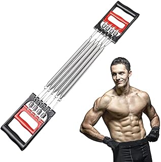 DBREAKS Chest Expander Adjustable Fitness Expander, Chest Expander for Men & Women, with 5 Spring Muscle Trainer, Resistance Band with Removable Steel Springs for Chest, Arm and Strength Training