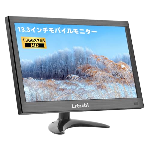 Lrtzcbi Mobile Monitor, 13.3-inch Lightweight Mobile Display, TFT Screen, 60HZ, HD 1366 x 768, 160° Field of View, HDMI/VGA/AV/BNC, USB Port, Compatible with Mini PC, Laptop, PS4, Xbox, Switch,