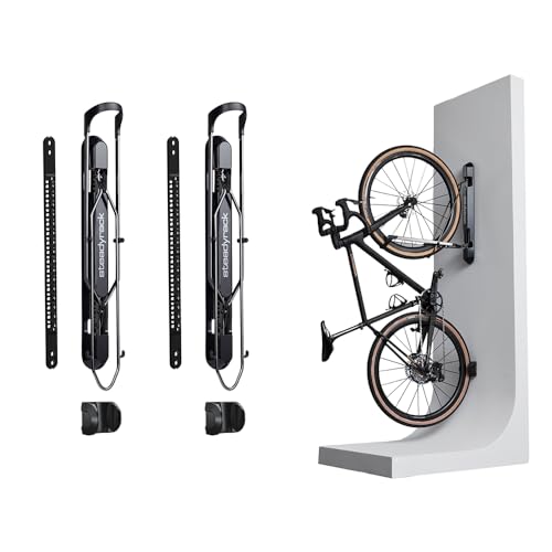 Steadyrack ProFlex Narrow Fahrrad Wandhalterung - Vertikale Fahrradhalterung klappbar für Garage & Wohnung - Platzsparende Aufbewahrung für Rennrad BMX Gravelbike E-Bike & mehr - 2er Packung