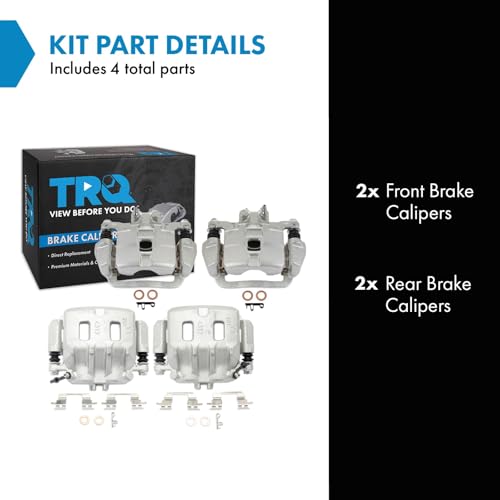 Image of TRQ Front and Rear Brake Caliper Set Zinc Coated Brackets Compatible with 1998-2002 Subaru Forester 1999-2001 Impreza