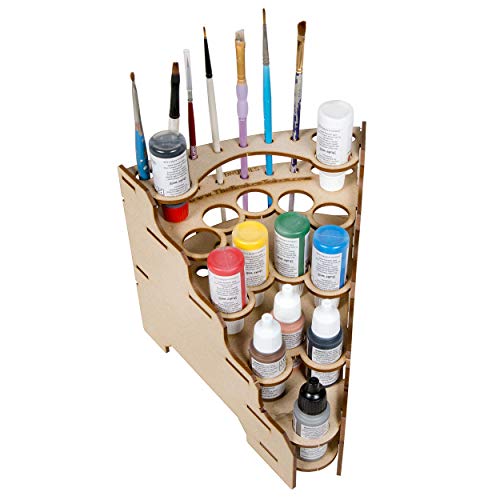 Image of The Broken Token Modular Paint Rack w / 26mm Holes - 45 Wedge - Multiple Organizer for Paint Bottles, Pots, and Brushes in Tiered Layout - Customize Your Pieces with Easy Organization & Access