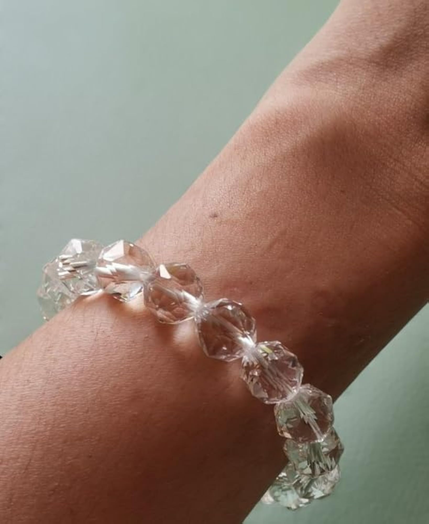 Unisex Handknoted Stretchable Sphatik Bracelet, Certified
