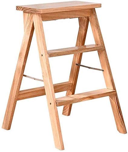 Échelle à 3 marches escabeau bois pliable multifonctionnel pour le ménage résidentiel