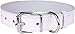 BRONZEDOG Leather Dog Collar with Metal Buckle Durable Basic Pet Collars for Small Medium Large Dogs (14-17 Inch (Pack of 1), White & Silver Buckle)