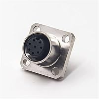 Vista 4 de Elecbee M12 conector hembra 8 Pin Socket 4 agujero brida montaje soldadura taza para cable