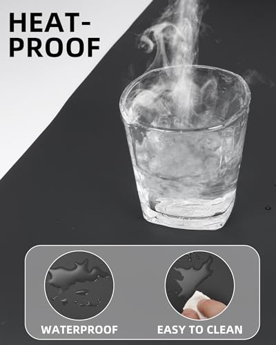 Image of Leather Desk Pad Protector,Mouse Pad,Office Desk Mat, Non-Slip PU Leather Desk Blotter,Large Desk mat,Waterproof Keyboard mat for Office /Home /Decor (Black,48 inch x 24 inch)
