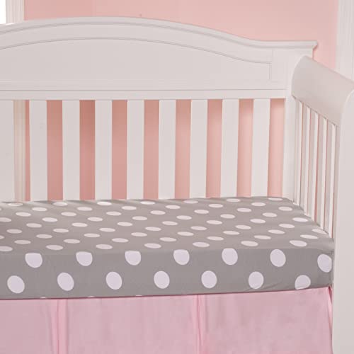 Image of 2 Pack Fitted Crib Sheets for Girls in 100% Jersey Knit Cotton - Baby Girl Crib Mattress Sheets in Pink and Purple Heart and Polka Dot Designs by Everyday Kids; Sweet Baby Girl Nursery Theme