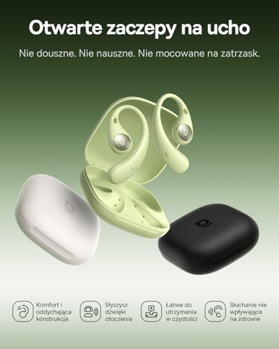 Baseus Eli Sport2 Open Ear słuchawki douszne, słuchawki sportowe, z krzywą komfortu S, 45 h Playtime, SuperBass 2.0, IPX7, Bluetooth 6.0, 4-Mic KI, słuchawki sportowe do biegania