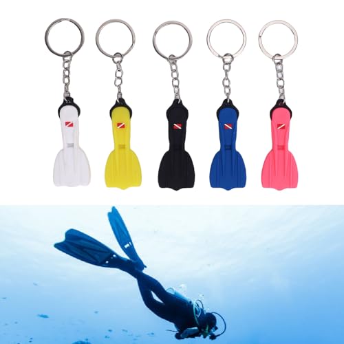 Porte-clés flipper de plongée : lot de 5 en silicone