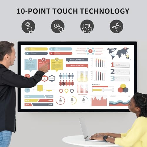 Image of 43 inch Interactive Touchscreen Monitor, Smart Board with 16:9 Display 1080P, Win11 Electronic Whiteboard Touchscreen PC for Office and Classroom, Core i7 RAM 8G & ROM 512G