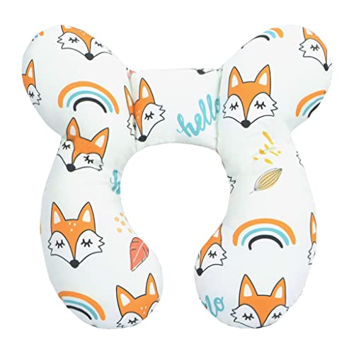 Image of vocheer Baby Travel Pillow(Upgraded), Head and Neck Support Pillow for Pushchair, Car Seat,Stroller, Bouncer, Cotton(Khaki Fox)