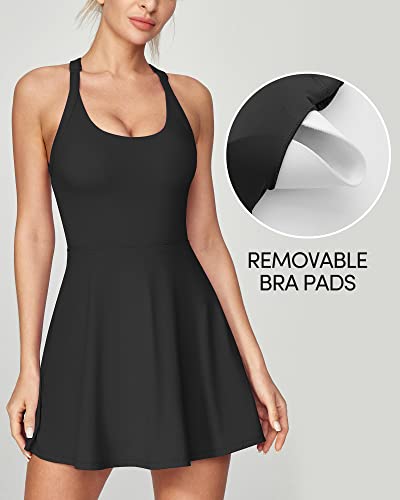 IUGA Womens Tennis Dress with Built in Shorts & Bra Athletic Dress for Women Cut Out Twisted Golf Workout Dress with Pockets3