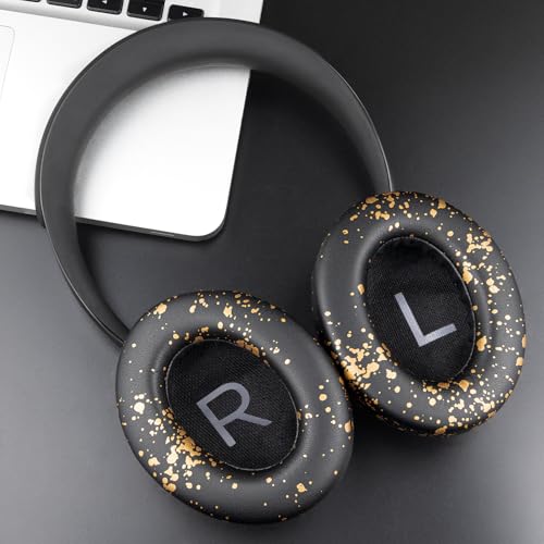 Image of SOULWIT Protein Leather Replacement Earpads for Bose 700 (NC700) Wireless Headphones, Ear Pads Cushions with Softer Protein Leather, High-Density Noise Cancelling Foam, Added Thickness - Black Gold