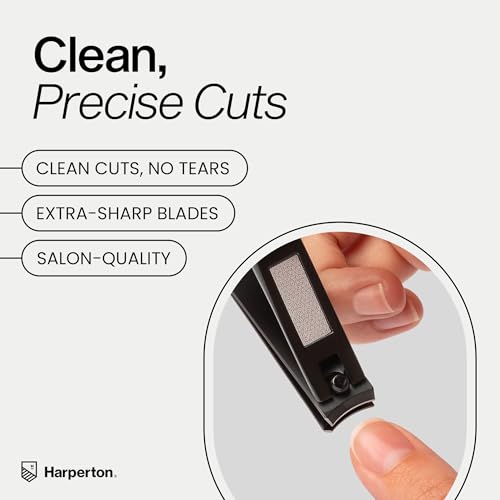 Image of Nail Clippers for Thick Nails - 2 Pack Heavy Duty Toenail & Fingernail Clippers for Men Precision Stainless Steel Cutter Set with Travel Case (Black)