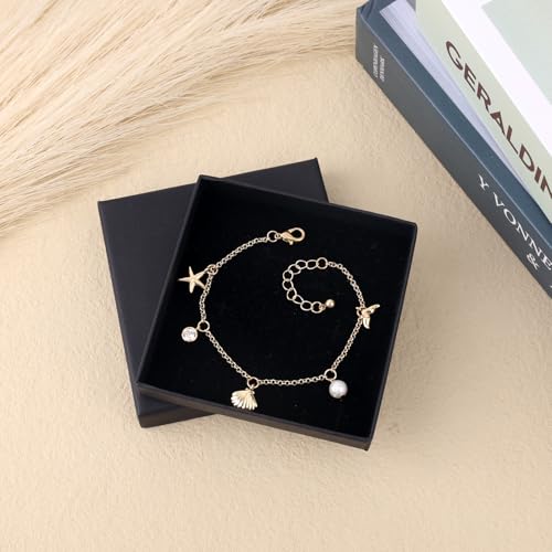 Shell Starfish Bracelet, Boho Adjustable Seashell Bracelet Gold Summer Beach Personalized Summer Jewelry Pretty Accessory for Women3