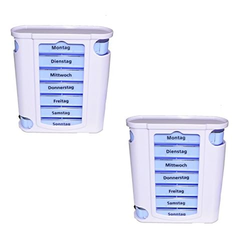 all-around24 2 Stück Medikamentendosierer Pillendose,Pillenbox,Tablettendose,Tablettenbox,Wochendosierer Pillen Tabletten Box Schachtel 7 Tage Cover