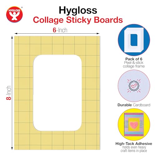 Image of Hygloss Sticky Collage Frames - 24 Pack 6 inch x 8 inch Self Stick Collage Boards for Kids - Peel & Stick Mounting Boards for Art Projects, School Crafts, Classrooms, and DIY Displays