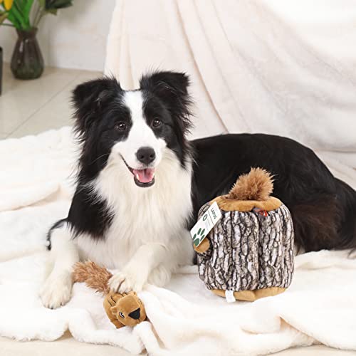 Image of Laifug Hidden Squirrel Plush Dog Toy, Interactive Squeaky Dog Toy Hide and Seek, L