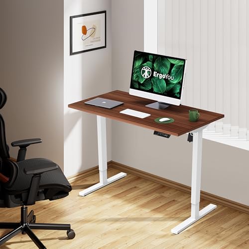 ErgoYou Electric Height Adjustable Table Motorized Ergonomic Sit Stand Desk - 80 Kgs Max Weight Capacity - SM4 Series - 600 x 1200 mm - Walnut... - Image 2