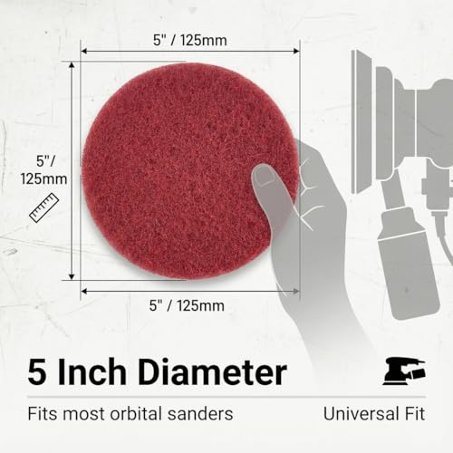 Image of 20 Pcs 5 inch Mixed Grit Drill Brush Scrubber Scouring Pads | Hook & Loop Power Scrubber Scour for Rotary Tools, Random Orbital Sander ( 180# /400# /800# /1200# )