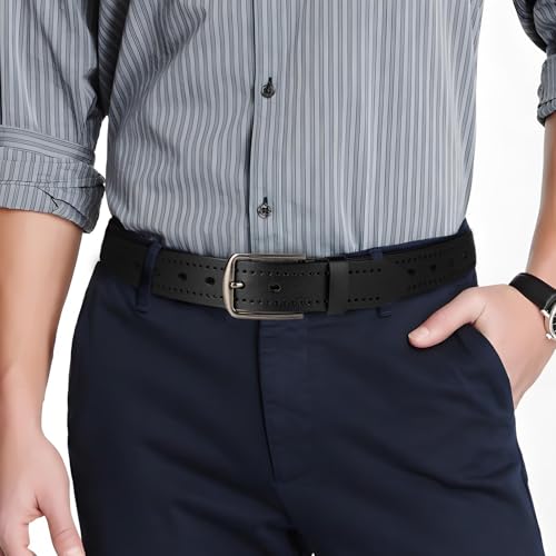 Bighake Genuine Leather Classic Casual Belts for men, Mens Handmade Heavy Duty Work Belts 1.5 inches Wide2