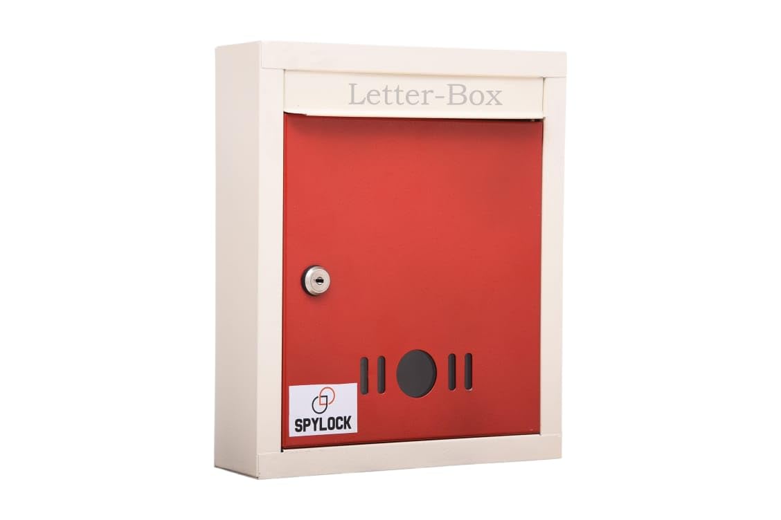 SPYLOCK Heavy Metal Letter Box Mail Box Wall Mount Metal Post Box Home and Gate Office Letter Box Size 9×11×3 inch (Red)