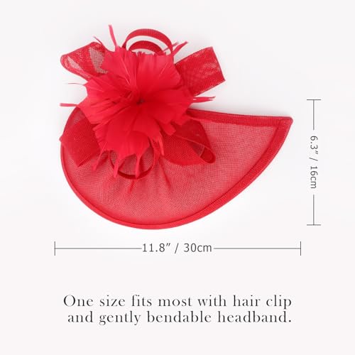 Image of DRESHOW Women Fascinator Hats Tea Party Hat Vintage Pillbox Hat Headband for Cocktail