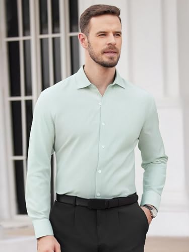 Damipow Mens Striped Dress Shirts Long Sleeve Business Casual Regular Fit Button Down Shirts for Men3