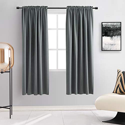 Image of DONREN 72 Inches Long Room Darkening Curtain Draperies for Living Room - Blackout Solid Rod Pocket Curtains for Dining Room(2 Panels,Medium Grey)