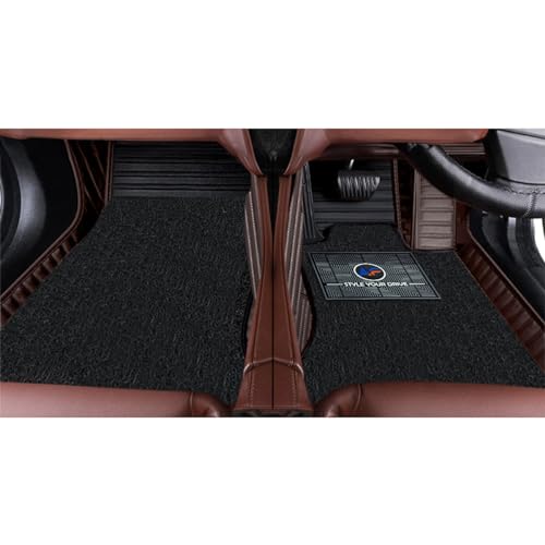 Image of Autofurnish Combination 9D Car Mat Full Set for Maruti Suzuki Dzire 2024 || Luxury Leather Dual-Stitch Full Set 9D Car Floor Mat || 100% Waterproof || Color : Black VT-Coffee