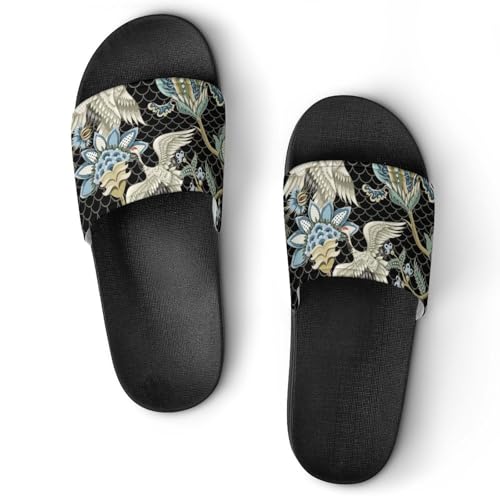 Claquettes femme oiseau fleuri pour un moment de détente dans votre salle de bain