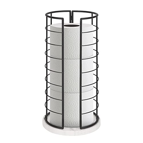 Nearmoon Toilet Paper Organizer Stand, Free Standing 3 Rolls Tissue Storage, Metal Bathroom Accessory, Rustproof Toilet Roll Holder For Kitchen Countertop Inside Cabinet Shelf(Marble Base,Matte Black) #TOP17