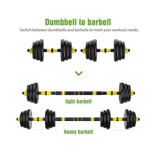 Adjustable Dumbbell Set, 44/66 lb Free Weight Dumbbell Barbell Set with Connectors, Converts to Barbell, for Home Gym Exercise, Women's and Men's Fitness Gear - Image 4