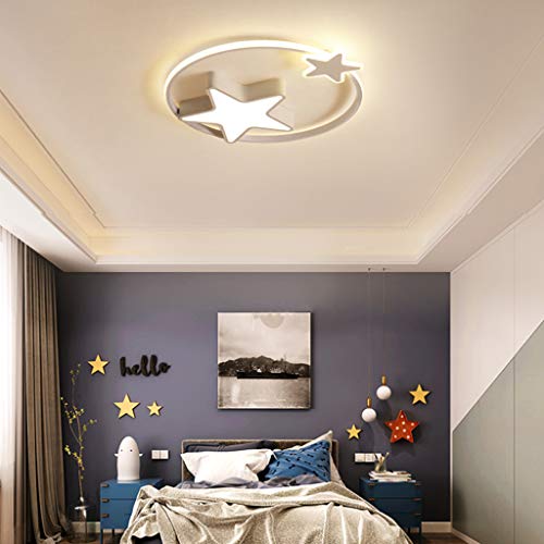 LED Kinder Deckenleuchte Stern Lampe Jungen Und Mädchen Schlafzimmer Deckenlampe Dimmbar Mit Fernbedienung Deckenlicht Beleuchtung Wohnzimmer Kinderzimmer Esszimmer Dekorative Deckenspot,Weiß,55cm