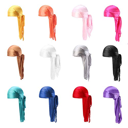 Durag en velours et satin Ulalaza avec longue queue pour le soin des cheveux homme et femme