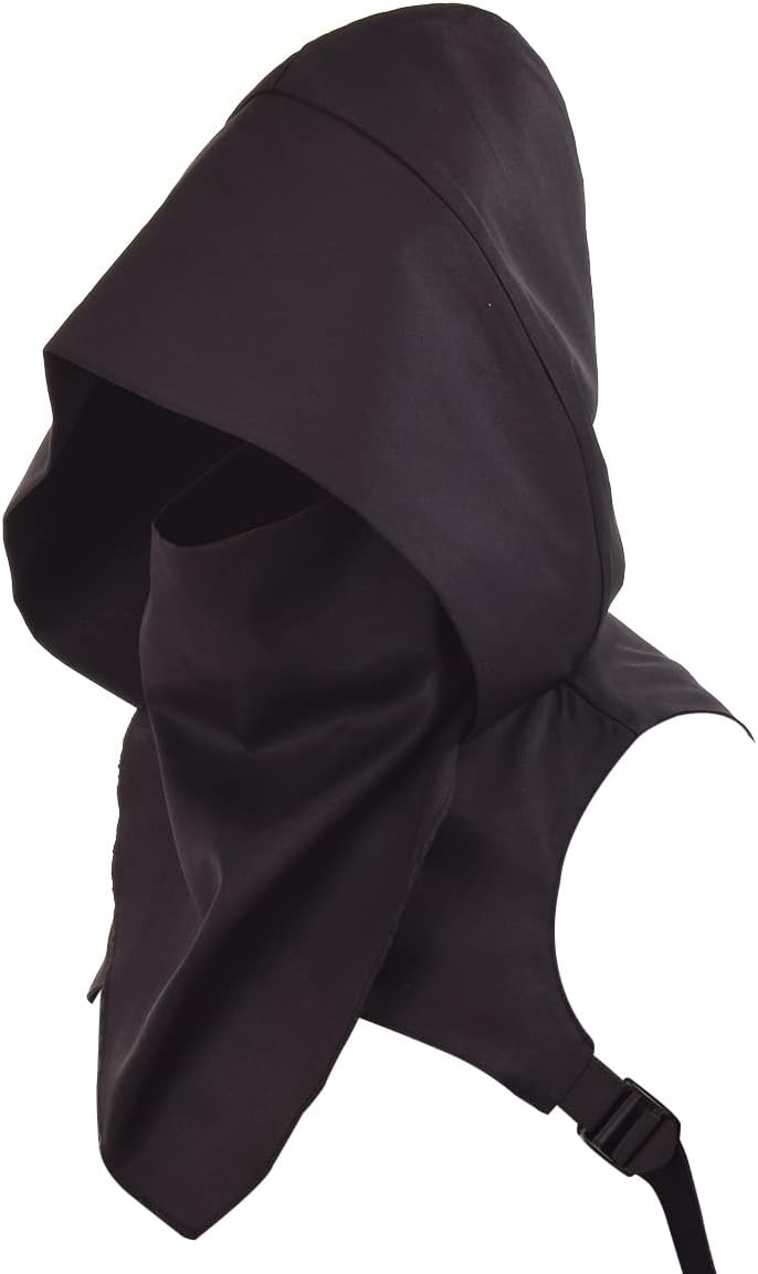 Steampunk Rogue Cowl Hat with Adjustable Arm Buckle Neck Warmer Costume Hooded Cape Hat