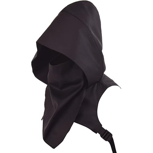 BLESSUME Steampunk Rogue Cowl Hat with Adjustable Arm Buckle Neck Warmer Costume Hooded Cape Hat