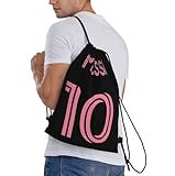 EZB Football Legend Messi Drawstring Bag | 36x30cm Midi Sized Backpack | Multi-Use: Sports Kits, PE Kits, Gym, Lunch, Holiday, Beach, Soccer Pump Bag | Inter Miami Messi 10 Pink Bag - Image 3