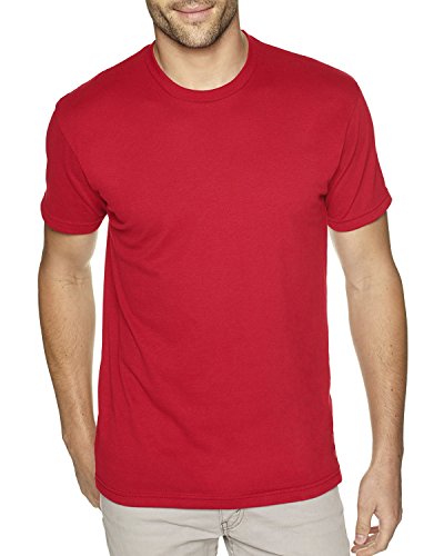 Next Level Apparel Men's Premium Fitted Sueded Crewneck T-Shirt, Red, Large