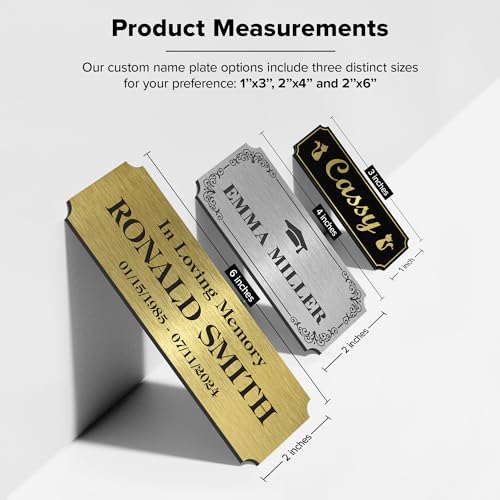 Image of Custom Engraved Name Plate, Personalized Brushed Aluminum /Black Name Plaque, 2x6 Inches, Durable Engravable Impact Material, Made in The USA by My Sign Center