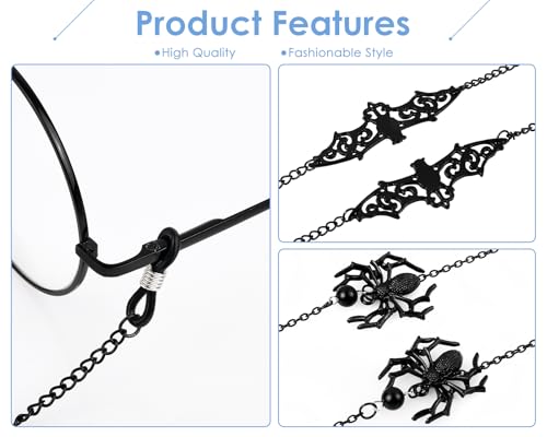 Image of DS. DISTINCTIVE STYLE Gothic Glasses Chain with Pendants Halloween Metallic Chain for Glasses Around Neck for Women, 2 Pack