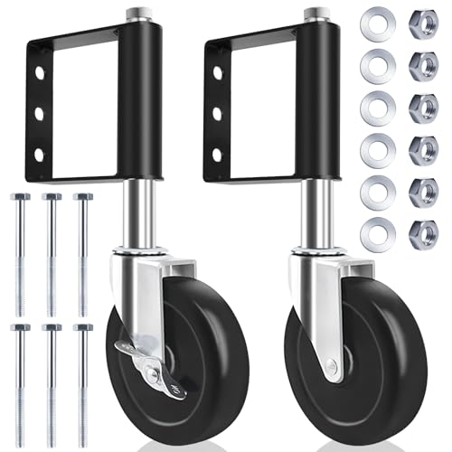 Dadabig 2PCS Roue pour Portail à Ressort 10cm, Roue Portail Coulissant et Pivotante Roulette à Suspension pour Portail pour Porte de Jardin en Bois, Clôture...