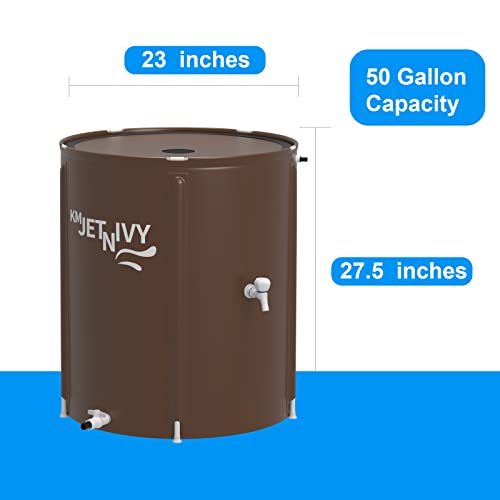 KMJETNIVY Rain Barrel Upgrade Anti-Collapse Collapsible Rainwater Collection System,Portable Water Storage Tank,Garden Water Catcher(Brown,50G) - Thumbnail 6